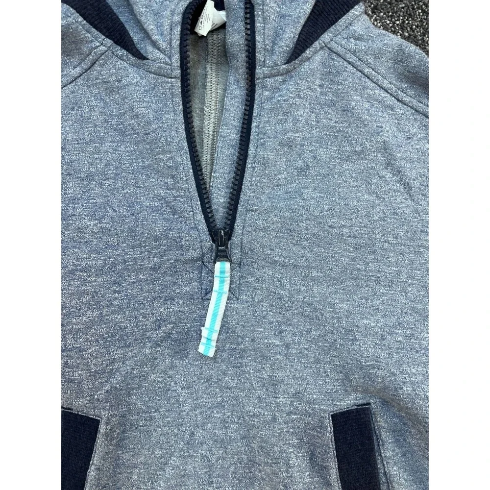Ivivva Lululemon Girls Heather Gray‎ & Navy Hooded Short Sleeve Pullover Size 7